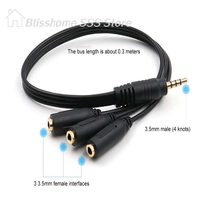 【S】3.5mm 3 Way Port Aux Multi  – обзор и цена Earphone Splitter Jack