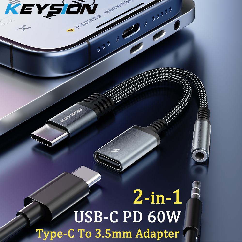 KEYSION 2 in 1 Type C to 3.5mm – обзор и цена Earphone Splitter Jack