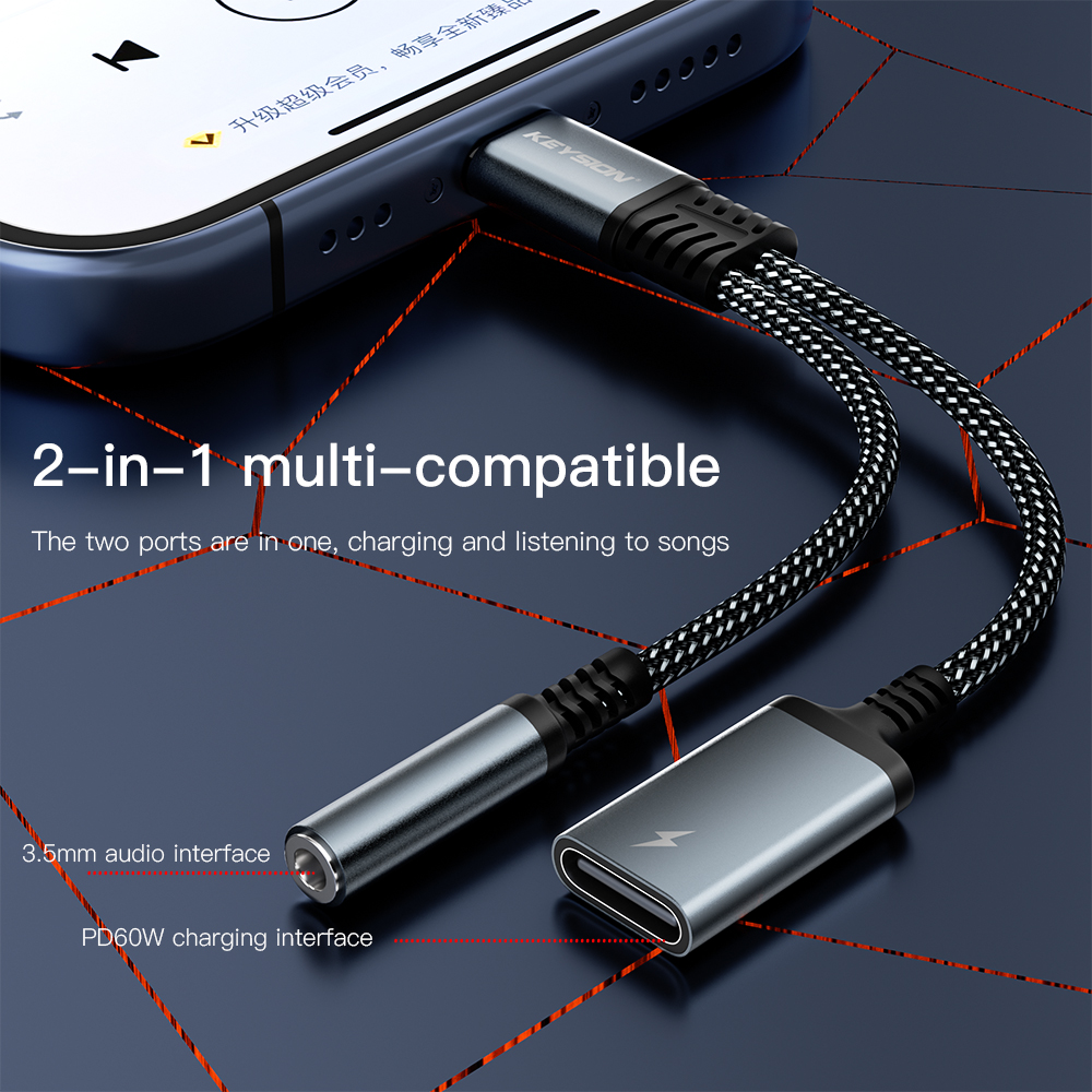 KEYSION 2 in 1 Type C to 3.5mm – обзор и цена Earphone Splitter Jack